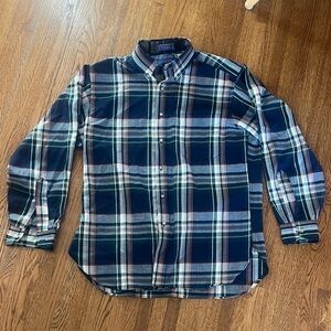 Pendleton Navy and Green Plaid Button-Down Shirt